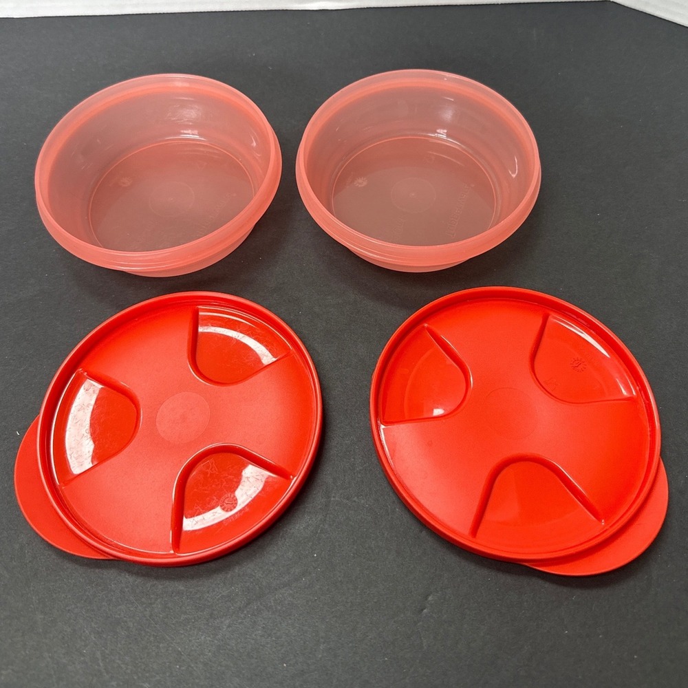 Tupperware 240ml Small Orange Snack Cups with Lids Set of 2 5422A-2 - Picture 2 of 6